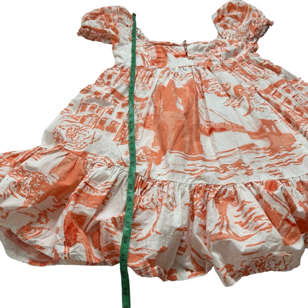 URBAN OUTFITTERS Wonderland Coral Babydoll Tieback Dress Puff Sleeve Size Large - Picture 10 of 10